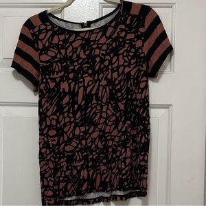 LOFT Black and Brown Patterned Blouse